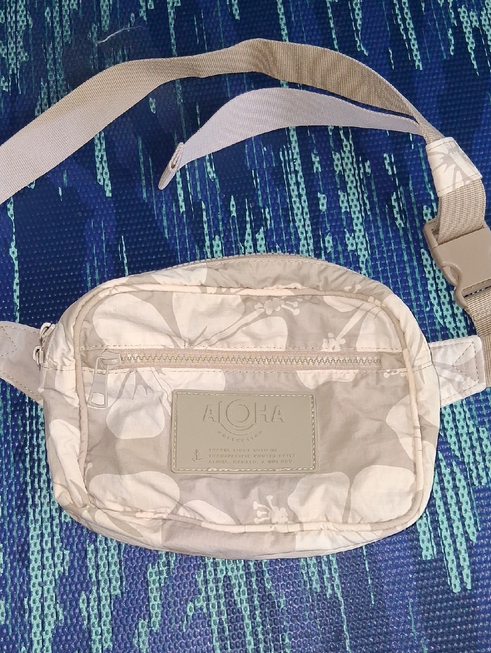 ALOHA Collection Tan Floral Belt Bag